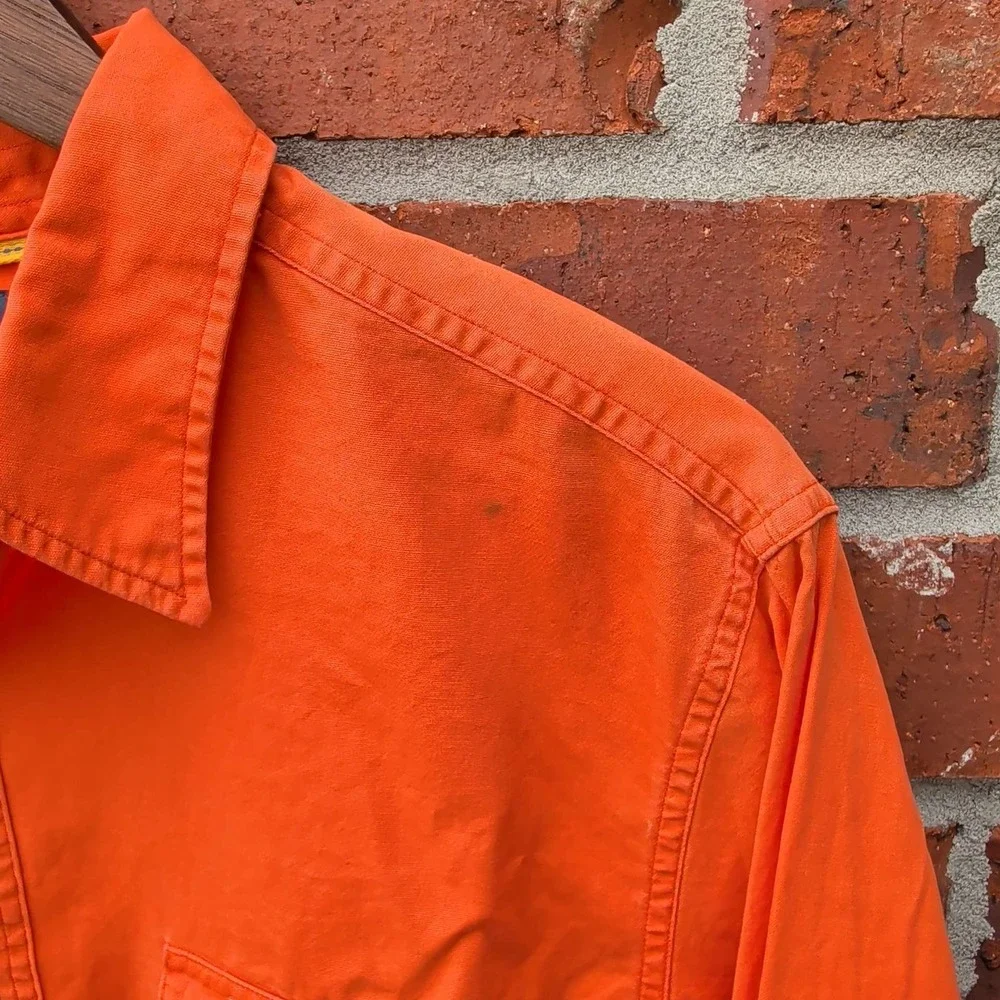 Polo Ralph Lauren Utility Shirt Mens Large Orange Canvas Elbow Patches NWT